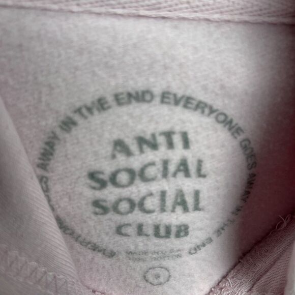 Anti Social Social Club Hoodie Small Pink Spellout Pull Over Streetwear Flames - Picture 6 of 11